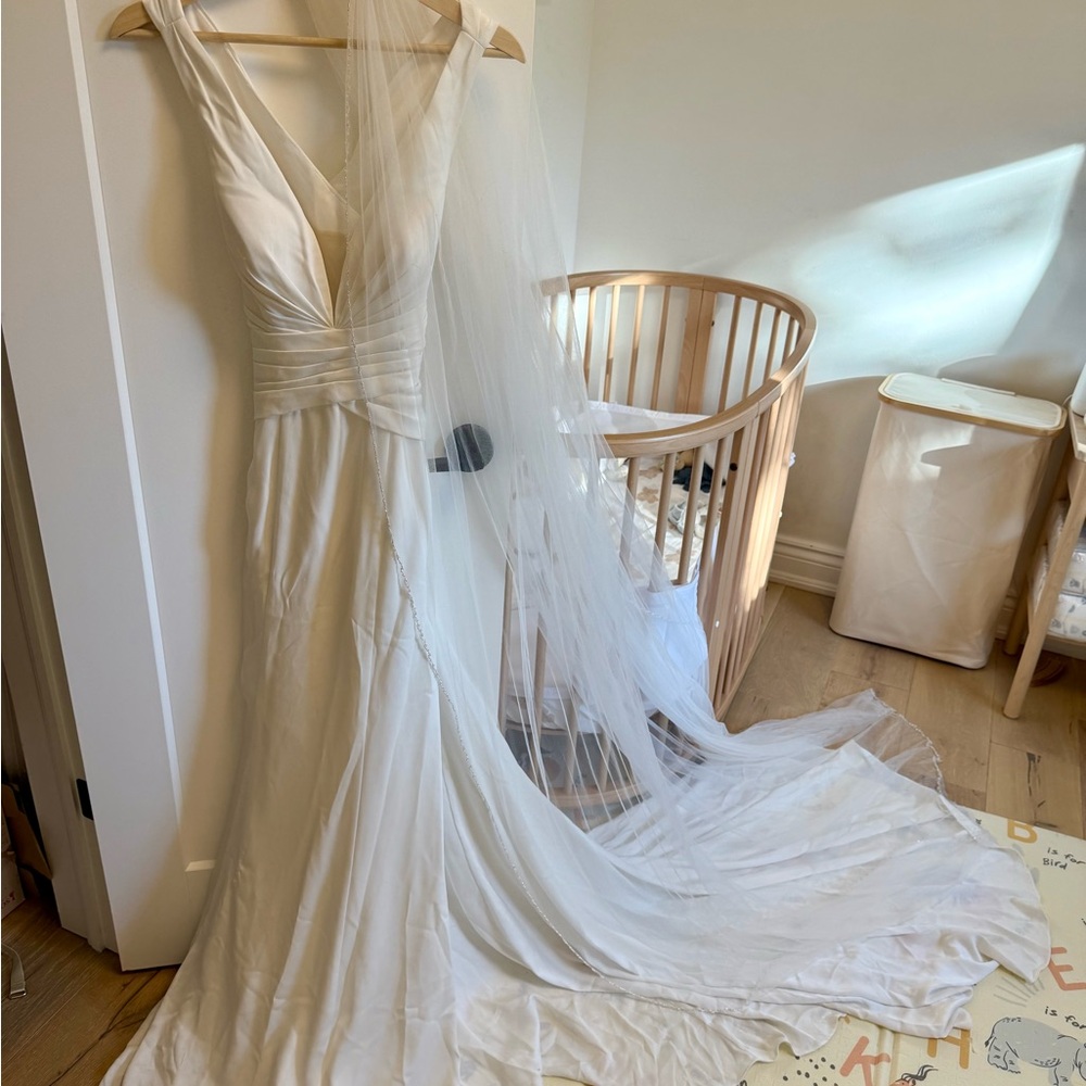 David's Bridal White Garment Bag with Logo